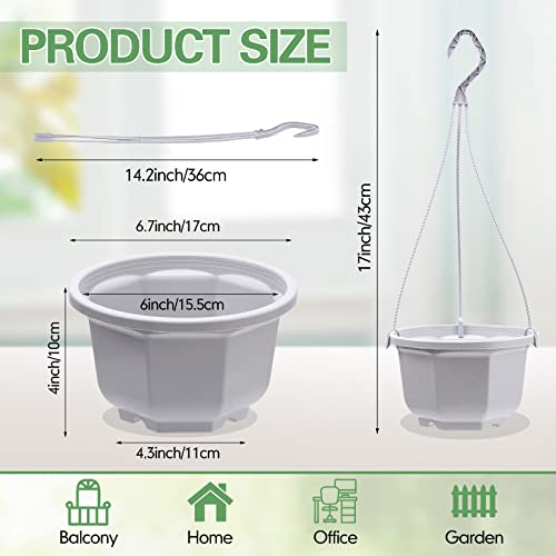 Roshtia 24 Pcs Hanging Plastic Planter Pot with Hook Flower Pots Baskets Hanging Nursery Planter Holder for Outdoor Indoor Plant Garden(Ceramic White,6.7 Inch) - color: Ceramic White, size: 6.7 Inch