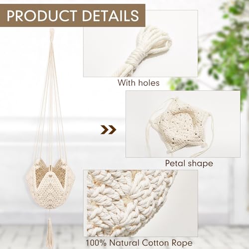 Shappy 3 Pack Boho Macrame Plant Hanger, Large Hanging Planter Plant Holder Pot Hanger Hanging Basket Wall Planters, Plants Lover Gift for Indoor Garden (Classic,Cream) - color: Cream, size: Classic