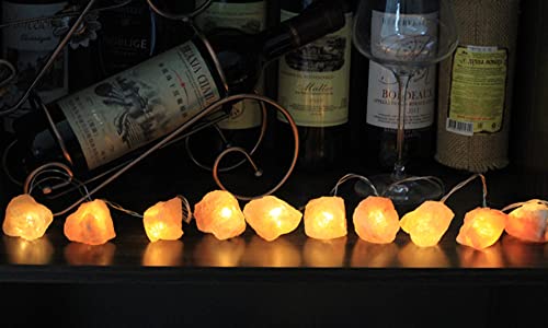 Fantasee Himalayan Salt String Light, Natural Hand Carved Salt Crystal Light Release Negative Ions for Bedroom, Living Room, Office, Home Deco, Yoga, Night Light, Gift (11.5ft 20led) - size: 11.5ft 20led