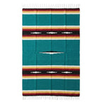 Open Road Goods Mexican Diamond Blanket - XL Heavyweight Yoga Blanket – Handmade in Mexico - Thick Boho Serape Saltillo Style Throw for Beach, Picnic, Home, Camping and More! (Teal Sunset) - color: Teal Sunset