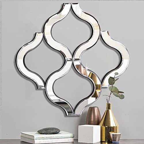 DMDFIRST Arc-Shaped Decorative Wall Mirror Silver Color 14.75”x14.75”, Exquisite Bevelled Gorgeous Glam Accent Decor Mirror, Unique Modern Fashion