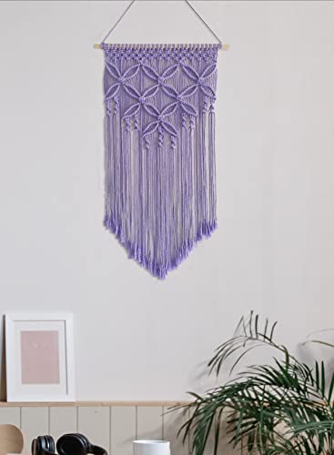 Handmade Cotton Home Decor Macrame Wall Hanging Purple - color: Purple