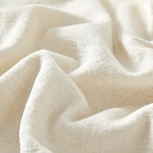 JUSPURBET Cream Chenille Lumbar Throw Pillow Covers 16x24 inch Set of 2 Decorative Soft Textured Cushion Cases for Living Room Sofa Couch Bed Solid Home Decor Broadside Pillowcases - color: Cream, size: 24" x 16" (Pack of 2)