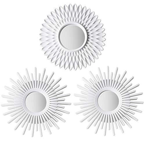 BONNYCO Wall Mirrors Pack of 3, Round White Mirrors for Home Decor, Bedroom and Room. Espejos Decorativos de Pared Sala Dormitorio, Circle Wall Decor Minimalist Vintage, Chic. Gifts for Women Mums - color: White