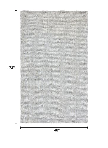 SAFAVIEH Natural Fiber Collection Accent Rug - 4' x 6', Grey, Handmade Farmhouse Jute, Ideal for High Traffic Areas in Entryway, Living Room, Bedroom (NF730F) - color: Grey, size: 4' x 6' (Rectangular)