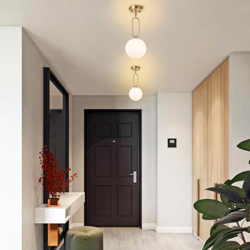 Modern Gold Globe Pendant Light White Globe Glass Shade Brushed Brass Finished Adjustable Rods Hanging Light Fixtures for Kitchen Island Living Room - color: Gold 1 Pack-Adjustable Rods