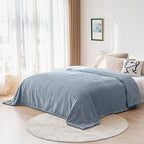 DISSA Fleece Blanket Throw Size – 51x63, Grey – Soft, Plush, Fluffy, Fuzzy, Warm, Cozy – Perfect Throw for Couch, Bed, Sofa - with Pompom Fringe - Flannel Blanket Throw Blanket - color: Grey, size: 51x63"