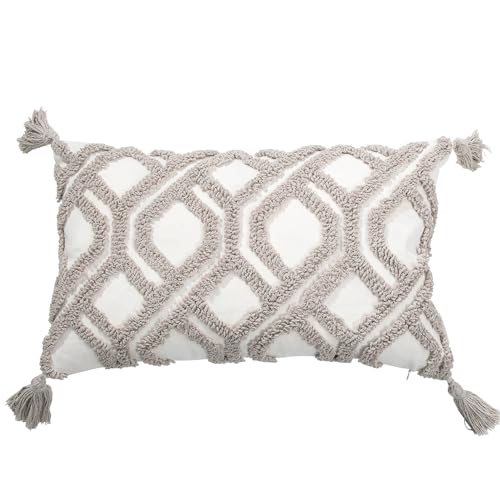 Boho Pillow Covers 12X20 Inch Boho Tufted Throw Pillow Covers Decorative Tassels Cushion Cover Farmhouse Pillow Case for Couch Sofa Bed Living Room Bedroom, Taupe - color: Boho Taupe, size: 20" x 12" (Pack of 1)
