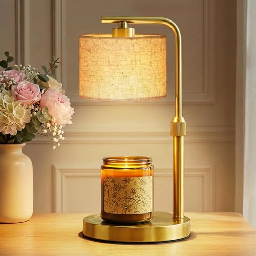 Candle Warmer Lamp with Timer Dimmer, Height Adjustable Candle Wax Warmer Candle Lamp for Jar Candles with 2 Bulbs, House Warming Gift for Home Room Decor, Birthday Gifts for Women Mom (Gold) - color: Gold-upgraded