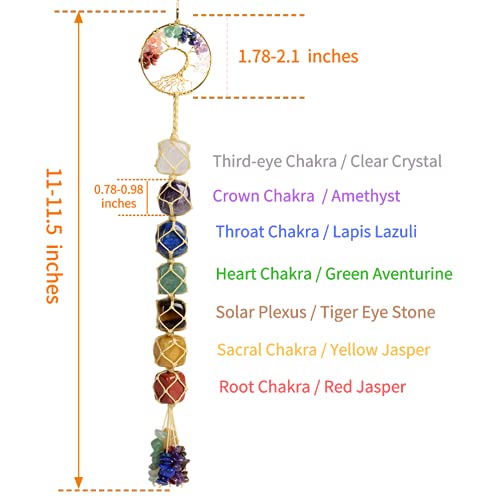 Handmade Crystal Window Car Hanging Ornaments 7 Chakra Home Decoration Feng Shui Ornament Car Decoration (Chakra-Beige Thread) - color: A-style 17