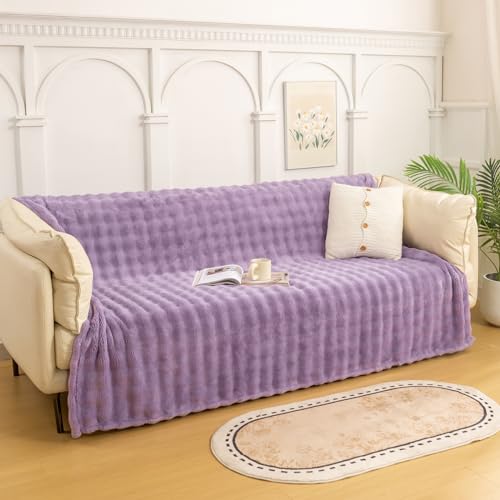 YUSOKI 3D Fleece Bubble Throw Blanket | 380GSM Ultra Soft Fluffy Plush | Non-Shedding Lightweight Cozy Blanket for Couch Sofa Bed | All Season (Lilac Purple,50 * 60inches) - color: Lilac Purple, size: Throw(50" x60")
