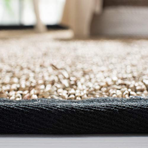 SAFAVIEH Area Rug 8' Round - Natural Fiber Collection - Large - Natural & Black, Seagrass, Basketweave Pattern with Border (NF114C) - color: Natural/Black, size: 8' (Round)