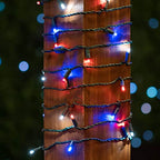 Novelty Lights 50 LED 25ft Red White Blue Lights, USA Patriotic 4th of July String Lights, Wide Angle Mini Lights on Green Wire, Commercial Grade, Connectable Indoor Outdoor Christmas Lights - color: Red / White / Blue