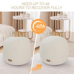 MeMoreCool Stuffed Round Pouf Ottoman Foot Rest, Floor Pouf Foot Stool with Soft Foam Chunk Filling, Small Round Ottoman Footstool Circle Footrest for Living Room, Beige - color: Teddy Beige