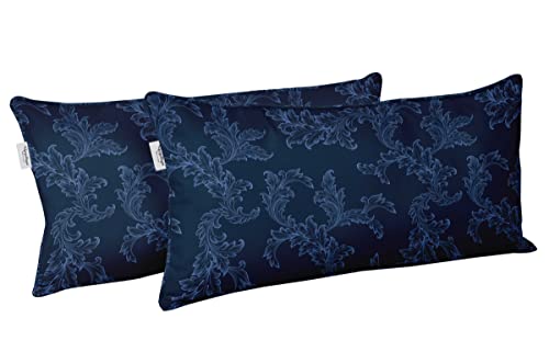Indoor/Outdoor Polyester Fabric Lumbar Pillow Cover, All-Weather Waterproof Rectangular Cushion Case for Patio Furniture, 12 x 18 Set of 2 - Abstracts-67 - color: Navy Blue, size: 18" x 12" (Pack of 2)