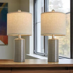 G-SAFAVA 20.25" Small Table Lamps Set of 2 Modern Ceramic Lamps for Living Room Farmhouse Bedside Lamps Boho Lamps for Night Stands Grey Bedroom Lamp Side End Table Lamps - color: Gray