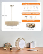 VONLUCE 17.7" Boho Rattan Chandelier, 4-Light Drum Chandelier with 2-Tier Woven Rattan Ceiling Light for Dining Room Bedroom Living Room with E26 Sockets, Nickel Finish, ETL Certified - color: Nickel, size: 18inch