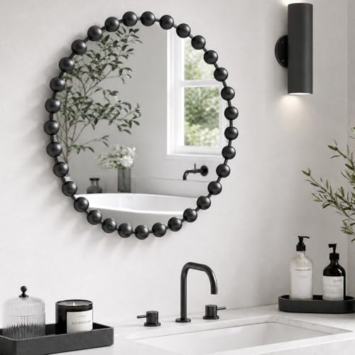 Madison Park 36 inch Black Round Mirror, Round Mirrors for Wall Decor, Metal Frame Circle Mirror for Bathroom, Living Room, Round Wall Metal Art Mirror - color: Black, size: 36"L x 36"W