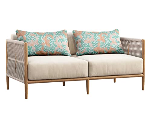 Indoor/Outdoor Polyester Fabric Lumbar Pillow Cover, All-Weather Waterproof Rectangular Cushion Case for Patio Furniture, 12 x 18 Set of 2 - Fish-25 - color: Aquamarine Green2, size: 18" x 12" (Pack of 2)