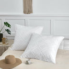 Square Pillow Shams 2 Pack, Square Size Pillowcases, Soft Microfiber Geometric Tufted Pillow Covers with Envelope Closure, White, 26x26 Inches (No Insert) - color: White-grid, size: Square(26*26)