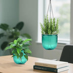 4 Pack Self Watering Hanging Planters with Drainage Holes –Hanging planters for Indoor Plants, Flowers, Succulents – Lightweight, Durable Hanging Baskets Green - color: Emerald Green