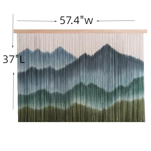 laddawan Extra Large Boho Wall Decor For Bedroom Macrame Wall Hanging Dip-Dyed Tapestry Modern Wooden Home Wall Art For Living room (Green2) - color: Green2