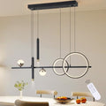 ORANOOR Modern LED Pendant Lights, Dimmable 39in Linear Wave LED Chandelier Lighting, Black & Gold Dining Room Hanging Light Fixtures Kitchen Island Globe Pendant Light for Dining Table (2705lm)