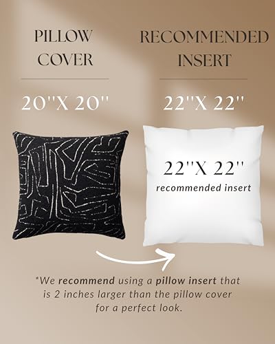 Throw Pillow Covers, Pack of 1 Woven Jacquard Cushion Covers for Sofas, Couches, Bed, Boho Home Decor, Cozy Soft and Comfortable Pillow Cases, Amorf, Black 20x20 Inch - color: Black, size: 20" x 20" (Pack of 1)