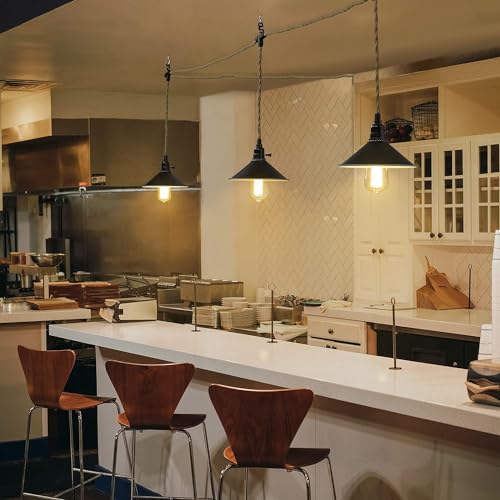 3-Light Hanging Light with Plug in Cord,Plug in Pendant Light 22ft Hemp Rope Pendant Lighting Vintage 3-Light Hanging Lamp Fixtures for Kitchen Island Living Room Bedroom - color: 3 Light 22CM Shade