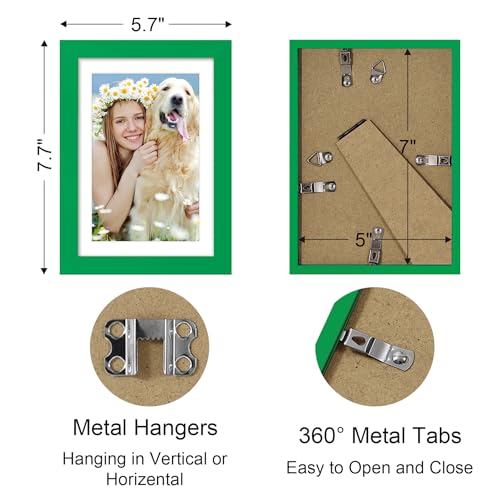 decorUhome 5x7 Picture Frame Set of 10, Display Photos 4x6 with Mat or 5x7 Unmatted for Picture Frames Collage Wall Decor, Green - color: Green, size: 5x7