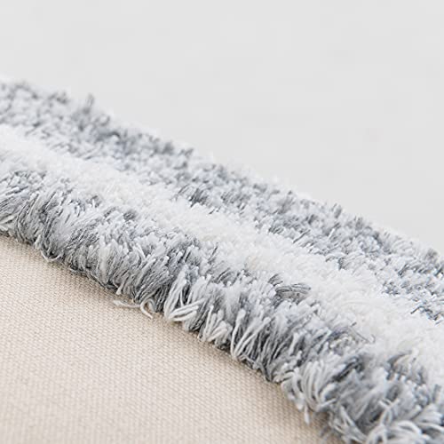 Boho Throw Pillow Cover Tufted Woven Decorative Pillowcase with Tassel Accent Square Farmhouse Stripe Cushion Cover for Sofa Bed Living Room (Gray,18x18 Inch) - color: Gray, size: 18" x 18" (Pack of 1)