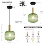 8 Inch Green Glass Pendant Lights Small Modern Chandelier Pendant Lighting Mid Century Hanging Lights Adjustable Kitchen Island Light for Dining Room Bedroom Hallway - color: 8 Inch Green