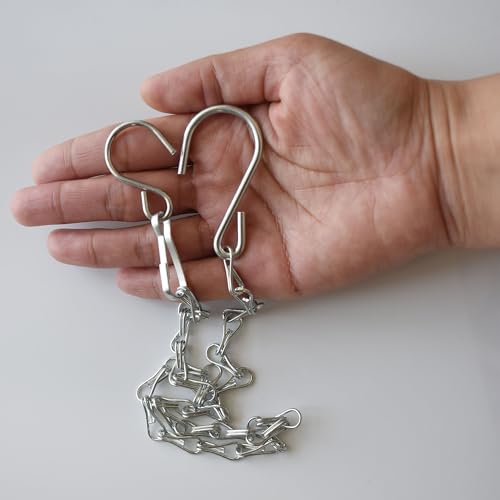 Chain for Hanging Plants,21 Inch Silver Hanging Chain, Small Hanging Basket Chain Kits with Hooks for Bird Feeder Hanging Basket Extender Porch Wind Chime (Silver, 21 Inch-6PCS) - color: Silver, size: 21 Inch-6PCS