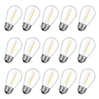 GvvooHome 15 Pack Shatterproof S14 LED Replacement Bulbs for Outdoor String Lights, 1W Equivalent to 11W Incandescent Bulb, Warm White 2200K, Dimmable, E26 Regular Medium Screw Base - size: 15 Count
