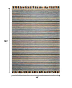 SAFAVIEH Area Rug 8x10 - Montauk Collection - Large - Blue & Multi, Handmade Cotton, Boho Stripe Fringe Design, Ideal for Living Room, Bedroom, Office, Dining Space (MTK901C) - color: Blue/Multi, size: 8' x 10' (Rectangular)