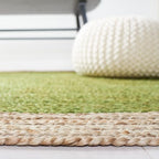 SAFAVIEH Natural Fiber Collection Area Rug - 2'6" x 4' Oval, Green & Natural Brown, Handmade Jute, Braided Border Design (NF801G) - color: Green/Natural, size: 2'6" x 4' (Oval)