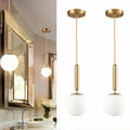 DIRYZON Brass Pendant Lights Kitchen Island Set of 2,Modern Hanging Light Fixture Globe Pendant Lighting with Milk Glass,Adjustable Height - color: Gold, size: 6 Inch-Hardwired-2 Pack