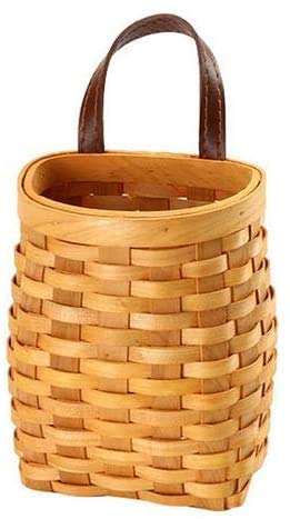 Hand-Woven Wood Storage Basket Portable Wall Hanging Flower Basket Organizer Fruit Vegetable Rattan Box Home Decoration