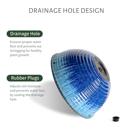Vanslogreen 2 Pack Hanging Planters for Indoor Outdoor Plants, 10 Inch Hanging Planter with Drainage Hole & Plug Glazed Hanging Baskets Flower Pots for Garden Home (Blue Flow Glaze) - color: Blue Flow Glaze, size: 10inch
