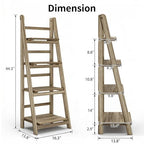 Ladder Shelves - Folding Wooden Ladder Bookshelf, 4-Tier Retro Plant Stand Storage Shelves for Home Living Room, Light Brown - color: Light Brown