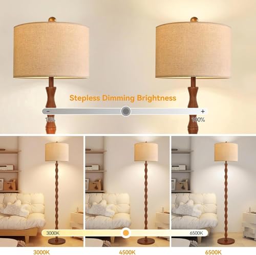 QIYIZM Wood Floor Lamp for Living Room,Bedroom,Vintage Standing Lamp with Remote Dimmable,Farmhouse Mid Century Tall Lamp Rustic Industrial Retro Floor Light Boho Bohemian - size: 31-Floor Lamp