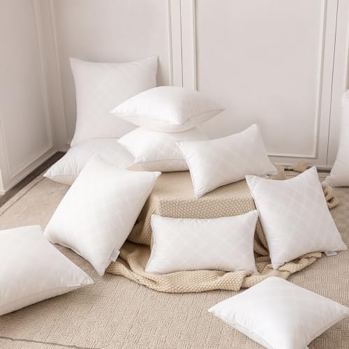 Oubonun 18x18 Inches Pack of 2 Throw Pillows Inserts, White Square Cushion Inner Soft Fluffy Plump Stuffer Pillows Inserts for Sofa Bed Couch - size: 18×18 inch