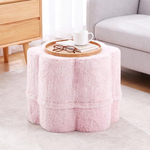 Tiita Floral Pouf Ottoman, Foot Stools Ottoman with Foam Chunk Filling, Puff Foot Rest for Couch, Living Room, Kids Room, Pink - color: Flower Pink