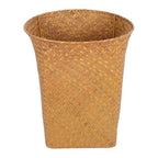 Healeved Straw Woven Storage Basket 11.14 Inch Wicker Decorative Flower Vase Planter Holder, Multi-Purpose Basket for Bathroom Living Room Home Laundry Office Container Brown