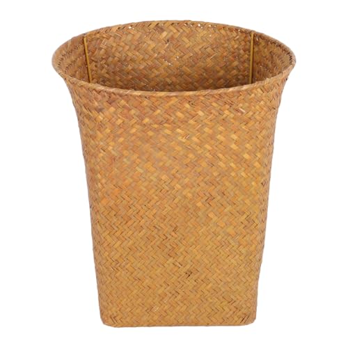 Healeved Straw Woven Storage Basket 11.14 Inch Wicker Decorative Flower Vase Planter Holder, Multi-Purpose Basket for Bathroom Living Room Home Laundry Office Container Brown
