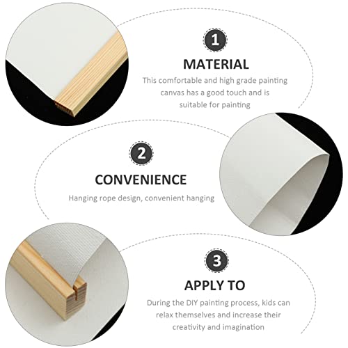Blank Cotton Canvas Panels 3Pcs White Cotton Canvas Wooden Framed Artist Canvas Board with Hanging Rope for Acrylic, Oil, and Art Projects, Acrylic Pouring 11.7 * 8.2''