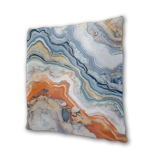 Blue and Gold Marble Pillow Covers 18x18 Set of 2 Modern Throw Pillow Cover Farmhouse Outdoor Pillow Cases Square Holiday Decor for Home Couch - color: Marble, size: 18" x 18" (Pack of 1)