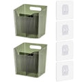 Set Of 2 Storage Organizer Bins Wall Mounted Shower Caddy, Bathroom shelves Stackable Clear Plastic Toothbrush Holder Adhesive Hanging Bin for Bathroom, Kitchen, Cabinet, Shower BPA Free Small (Green) - color: Green-4.33x3.54x4.53in