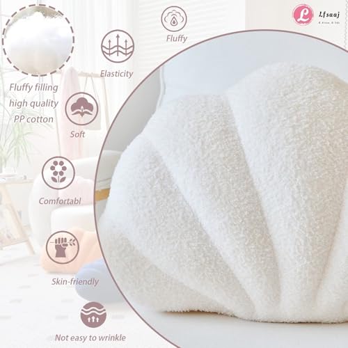 Lfsaaj Seashell Throw Pillows, Shell Shaped Throw Pillows, 18 Inch Soft Home Decorative Pillow Plush Cushion for Bed Couch Living Sofa Room Decor Accent Throw Pillow (Ivory 18Inch) - color: Ivory, size: Large-18Inch