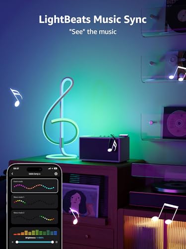 Lepro TB2 AI Smart Table Lamp, RGB+IC Addressable LED Lamps Alexa Google Home Enable, APP Control DIY Color Changing Modern Spiral Lamp, Music Sync, AI Generated Lighting LLM, 2.4 GHz WiFi/Bluetooth - style: Treble Clef
